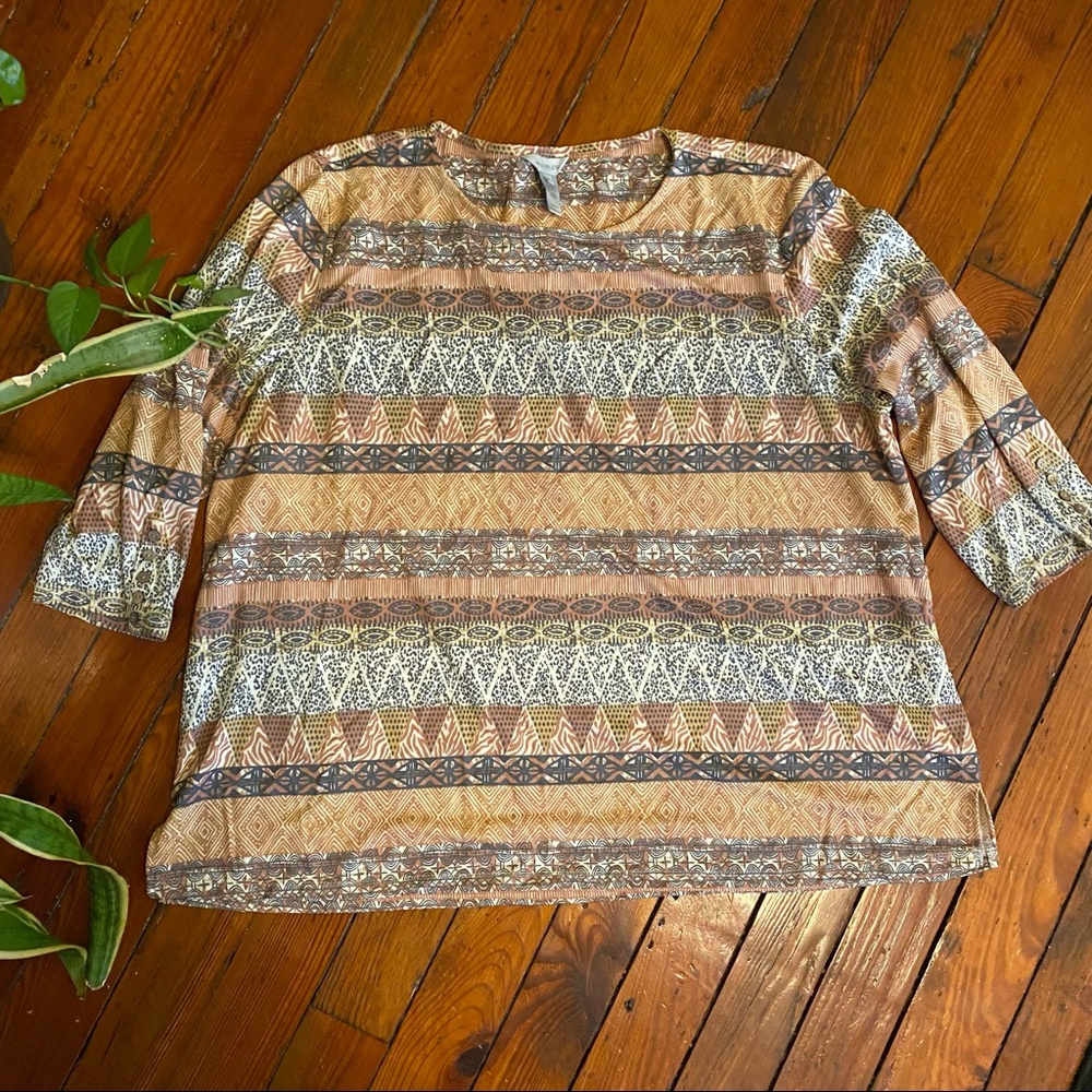 Multiples 3/4 Sleeve Printed Top Size 3X